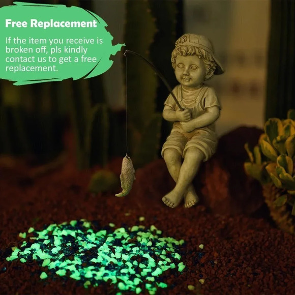 Polyresin Outdoor Statue Fisherman Figurine Sculpture Gardening Gifts 11" inches - Picture 3 of 6